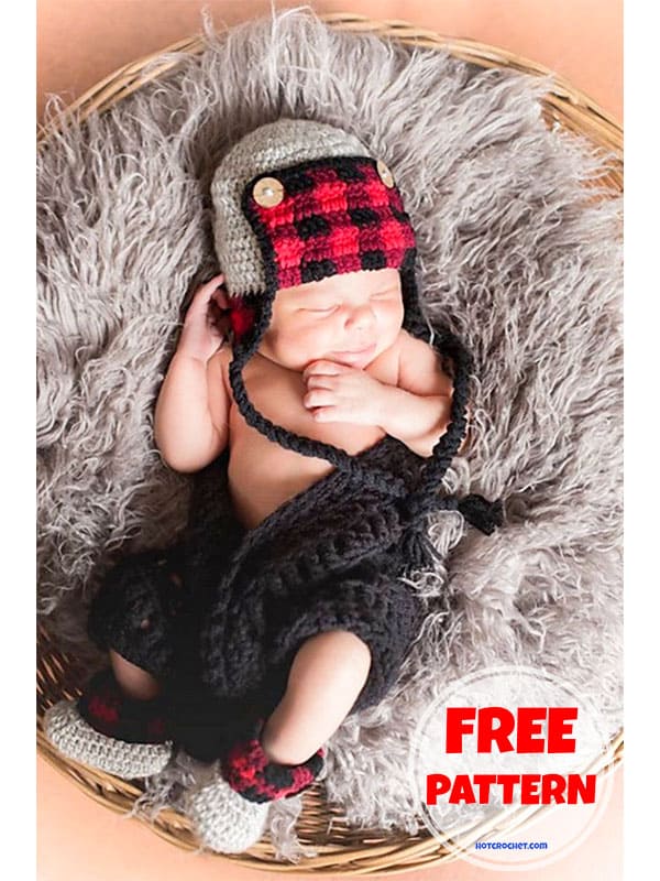 Crochet plaid baby trapper hat free pattern (2)