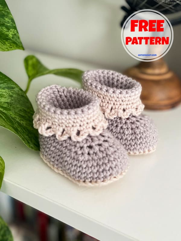 Cuff Ankle Crochet Baby Booties Free Pattern 