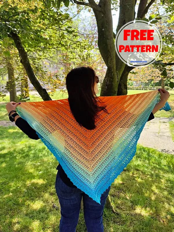 Easy Crochet Triangle Shawl Pattern​ Free PDF