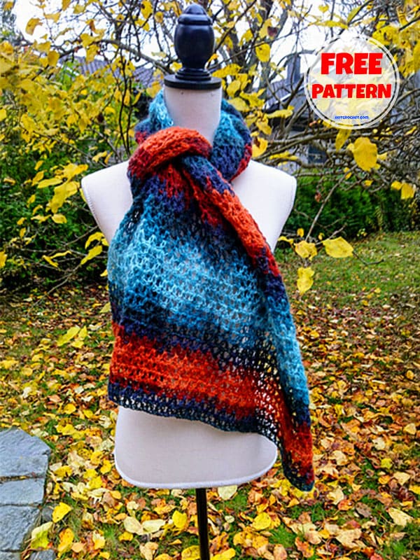 Easy Crochet V Stitch​ Shawl Free Pattern