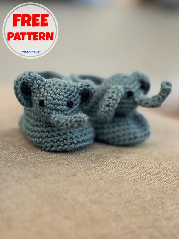 Elephant Crochet Baby Booties Free Pattern (2)