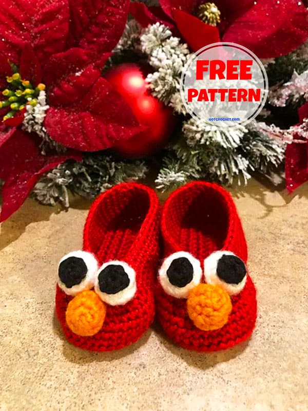 Elmo Free Crochet Newborn Booties​ Pattern