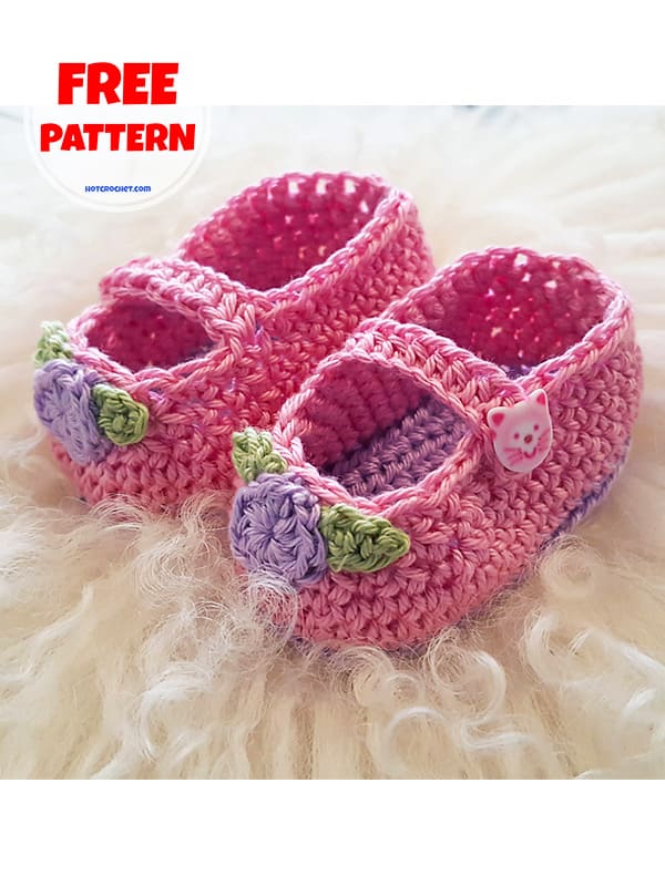 Floral Vintage Crochet Baby Booties 0-12 Months Free Pattern (2)