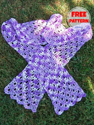 Flower Lace Crochet Scarf Pattern Free PDF