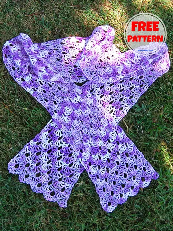 Flower Lace Crochet Scarf Pattern Free​ PDF