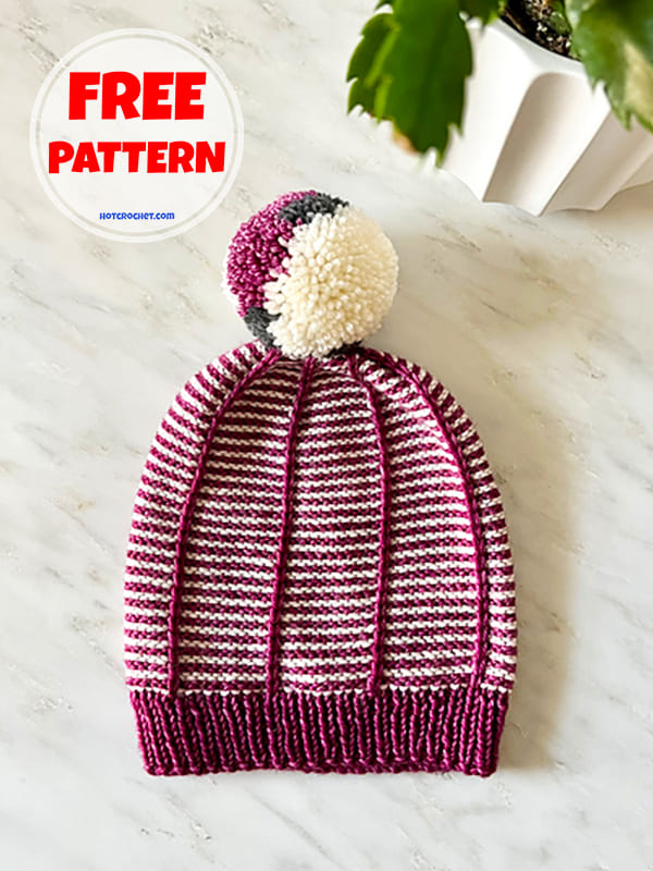 Free Stripes Ribbed Hat Knitting PDF Pattern (2)