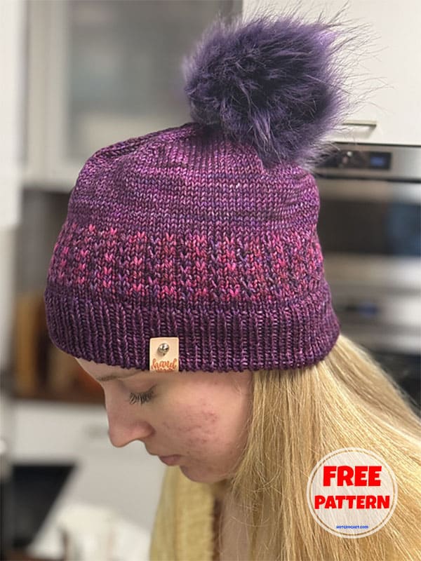 Free casual knit hat PDF pattern