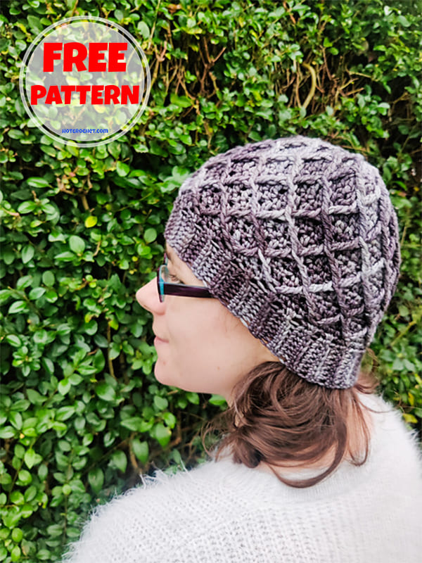 Free crochet diamond hat pattern (2)