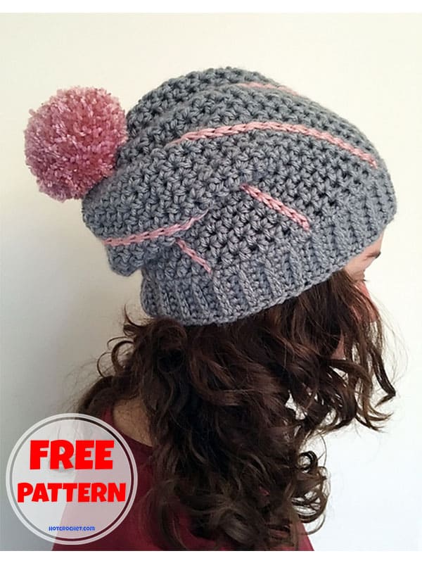 Free diagonal slouchy hat crochet pattern (2)