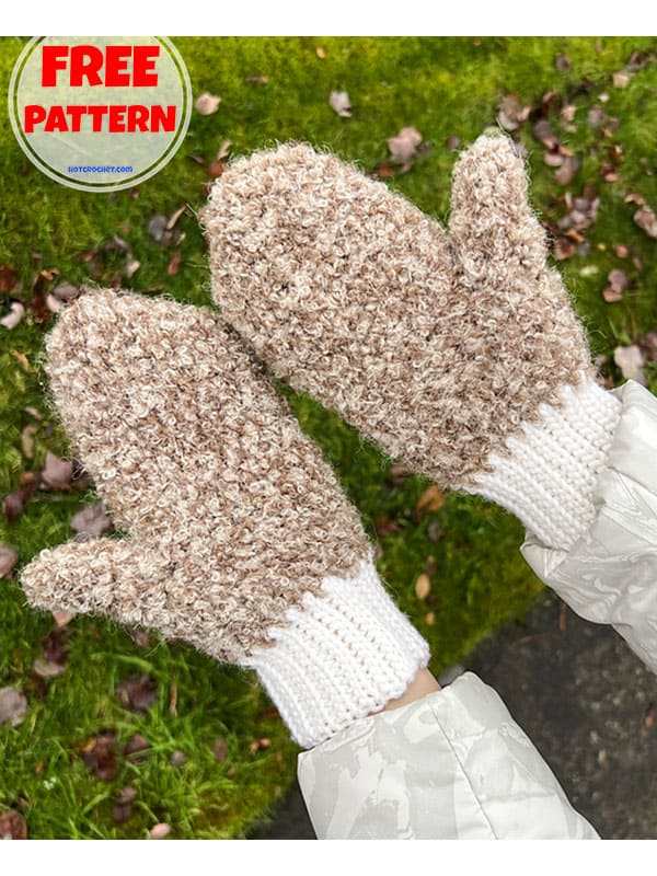 Free faux fur crochet mittens pattern (2)