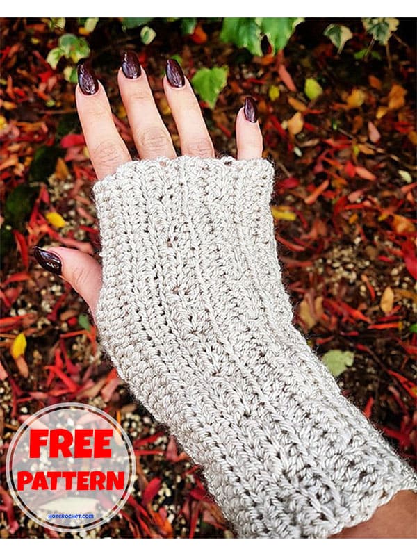 Free simple crochet cabled fingerless mittens pattern (2)