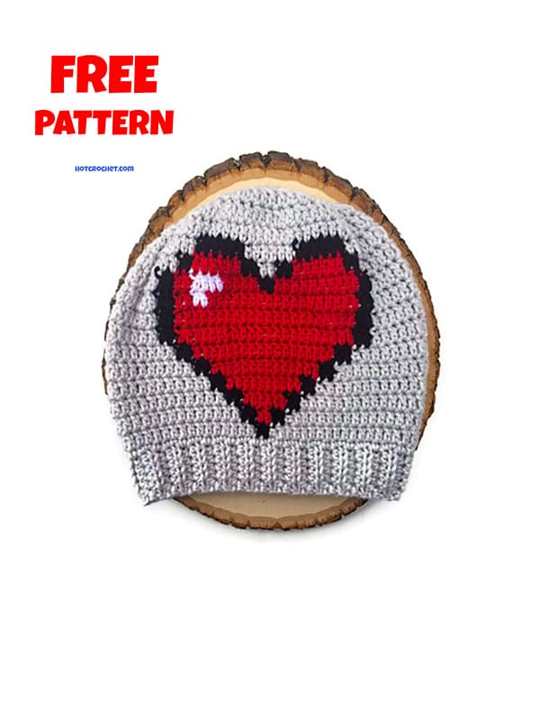 Free slouchy heart beanie crochet pattern (2)