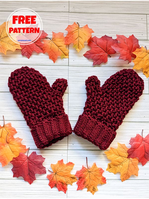 Free warm and cozy crochet mittens pattern (2)