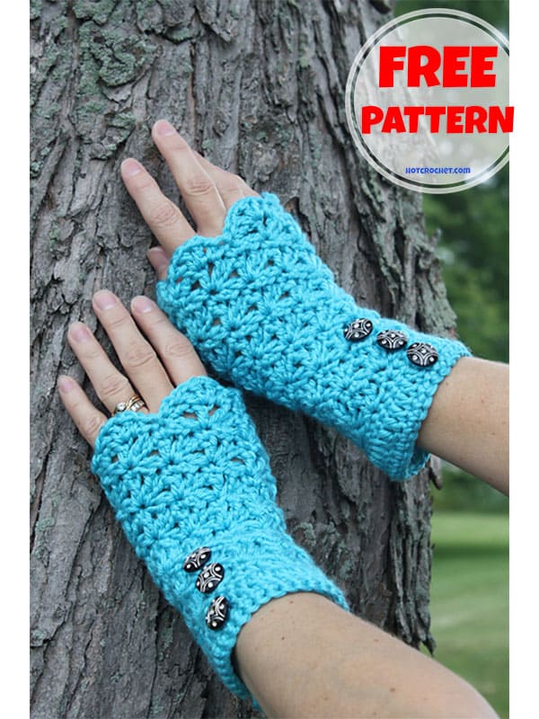 Glamour lace fingerless gloves crochet free pattern (2)