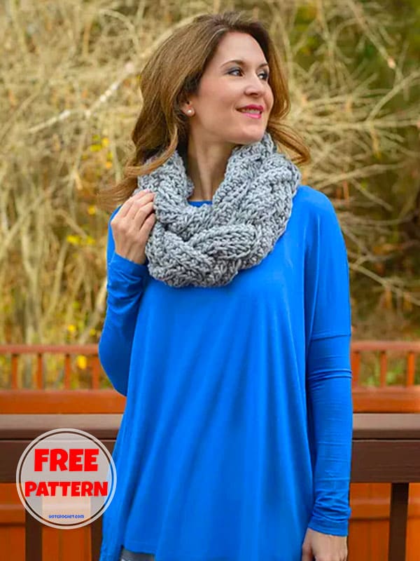 Gray Free Infinity Scarf Crochet Pattern