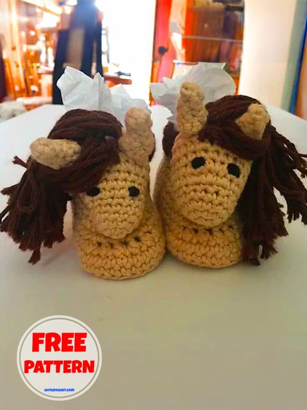 Horse Newborn Crochet Booties Pattern Free