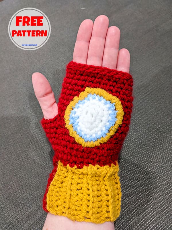 Iron Man crochet fingerless gloves free pattern (2)