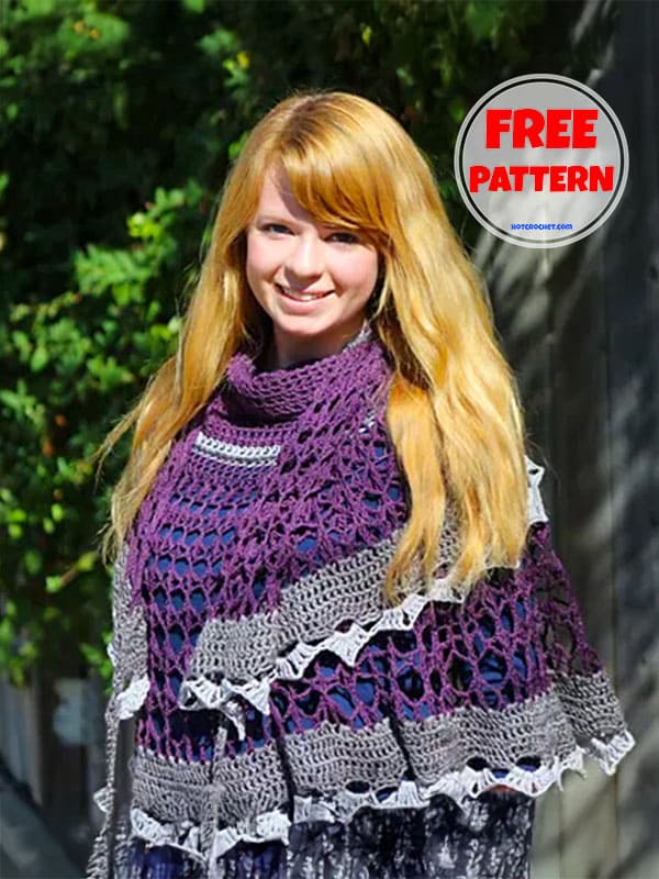 Lace Crochet Shawl Wrap Pattern​ Free PDF