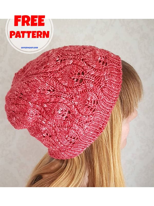 Lacy leaf knit hat free pdf pattern (2)