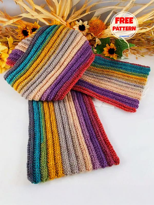 Magic Colors Ribbed Crochet Scarf Pattern​ Free