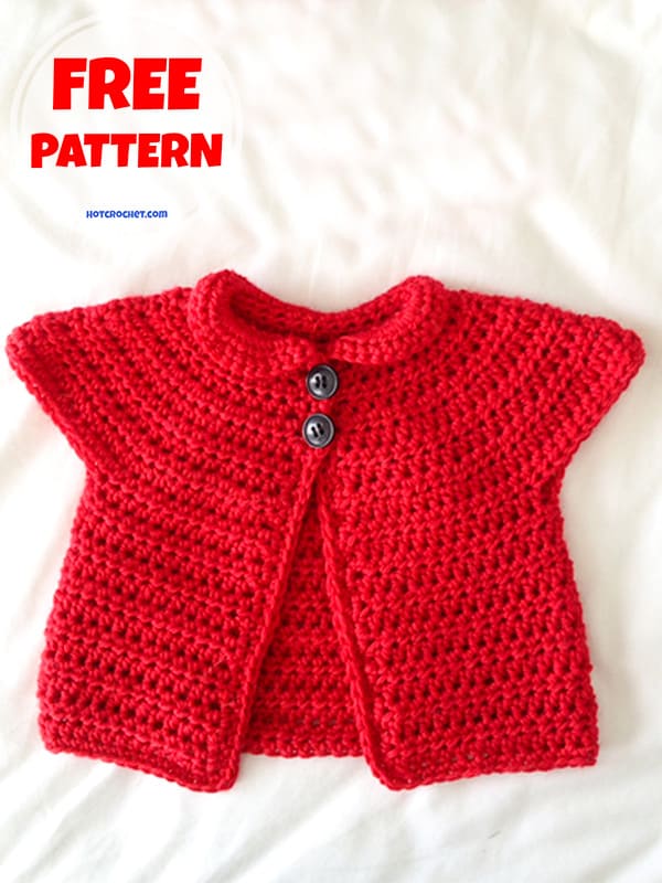 Oversized Crochet Yoke Baby Cardigan Free PDF Pattern (2)