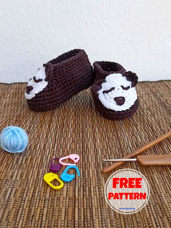 Panda Easy Crochet Newborn Booties​ Pattern Free 