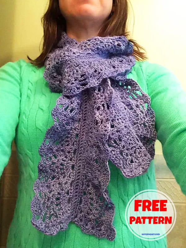 Pineapple Crochet Lace Scarf Free Pattern​ PDF