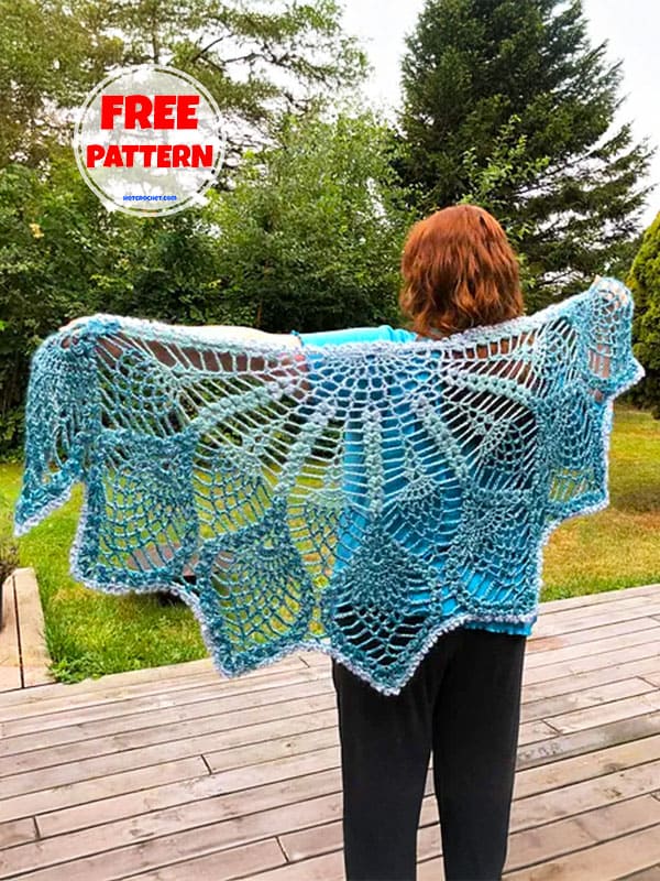 Pineapple Free Crochet Lace Shawl Pattern