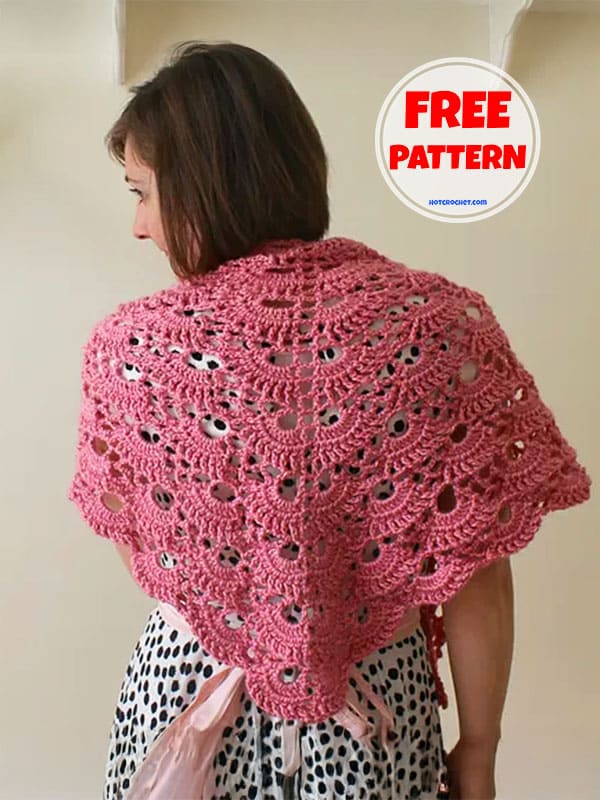 Pink Crochet Lace Triangle Shawl Pattern​ Free