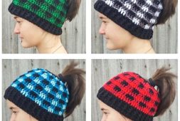 crochet-plaid-bun-hat-free-crochet-pattern