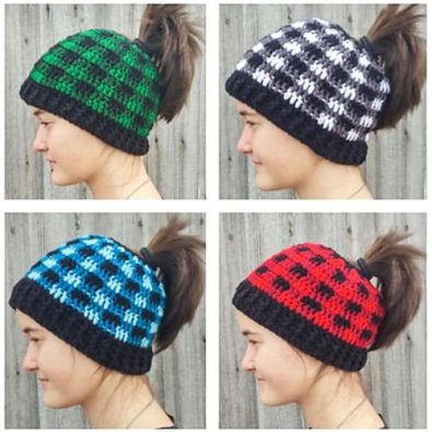 crochet-plaid-bun-hat-free-crochet-pattern