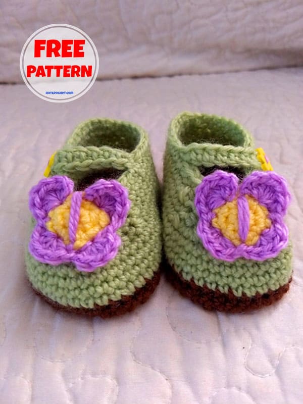 Purple Butterfly Newborn Booties Crochet Pattern​ Free