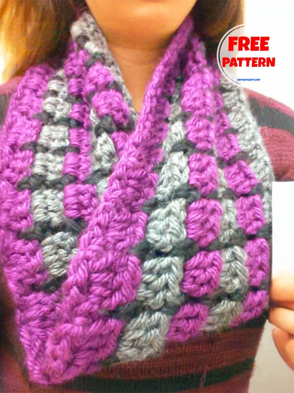 Purple Cowl Neck Scarf Crochet Pattern Free