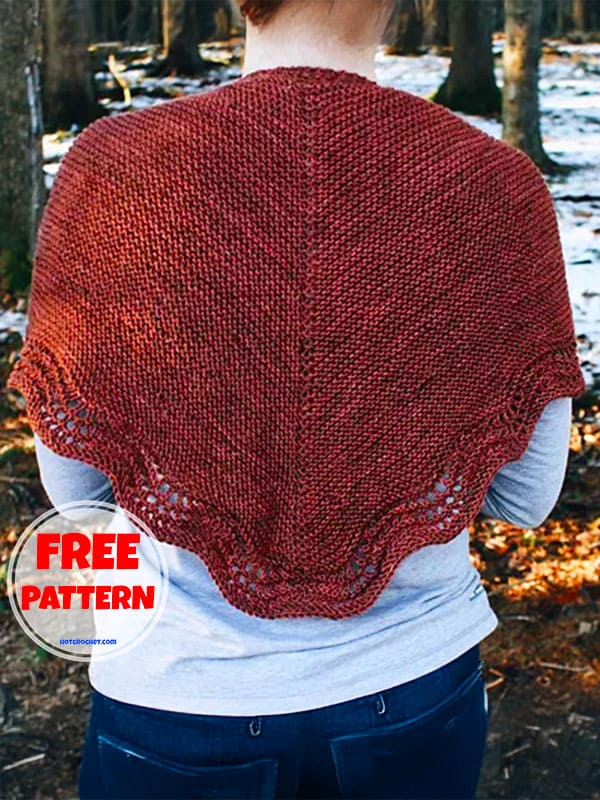 Red Free Knitted Triangle Shawl Pattern​