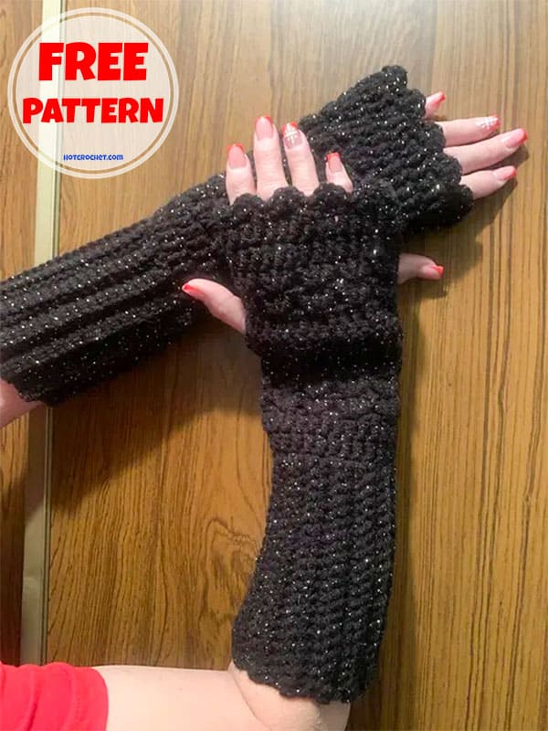 Ribbed cuff winter crochet fingerless mittens free pattern-2