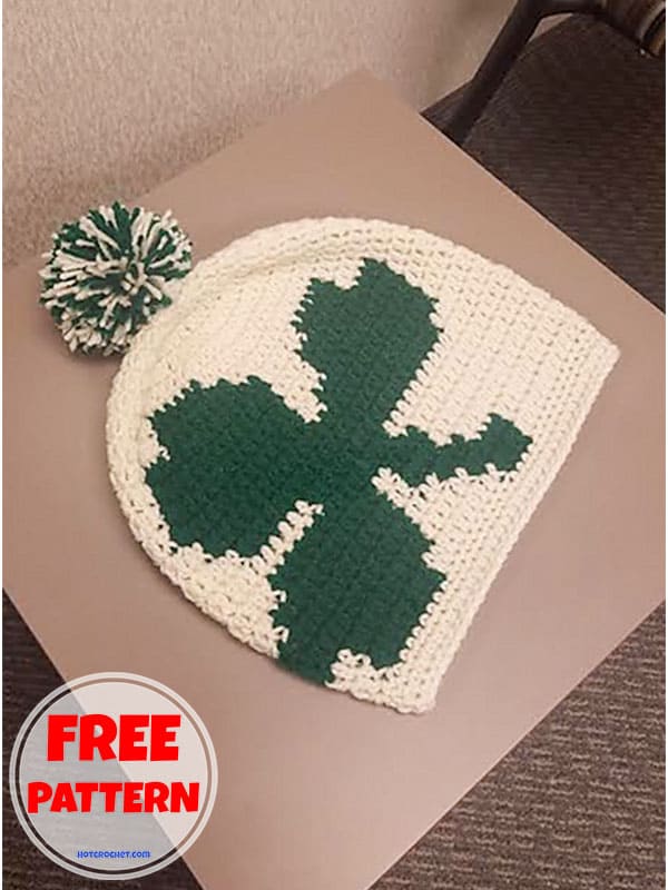 Shamrock slouchy beanie free crochet pattern (2)