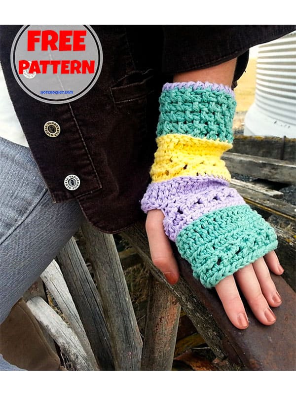 Slouchy crochet fingerless gloves free pattern (2)