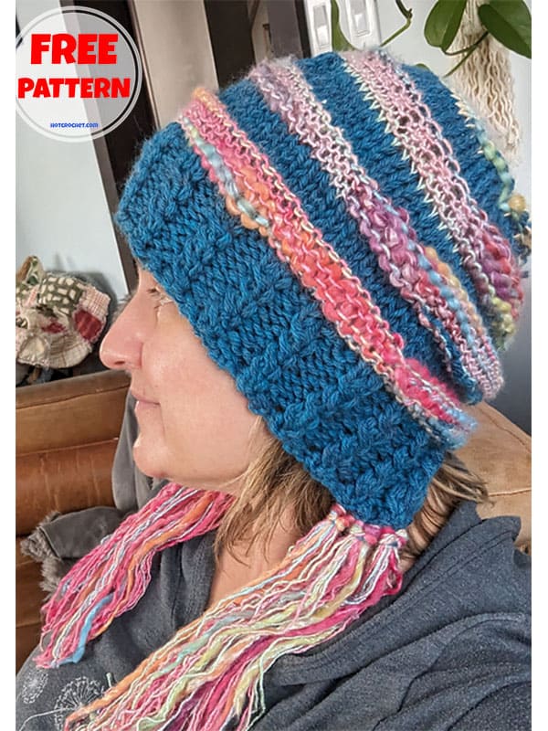 The tassels slouchy hat knitting pattern (2)