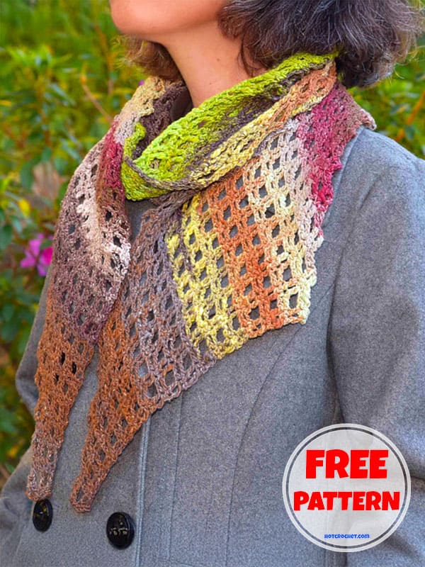 Tiny Squares Lace Scarf Crochet Pattern​ Free PDF 