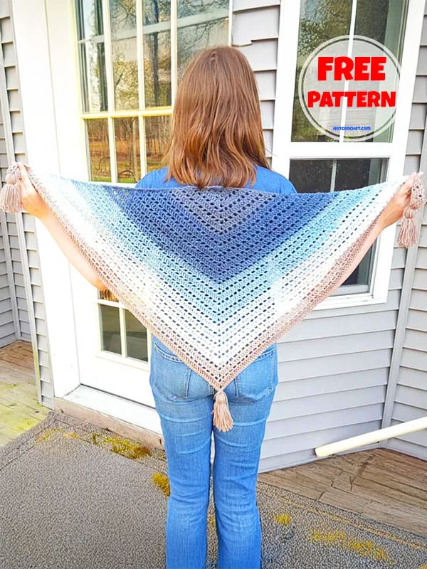 Tricolor Free Triangle Scarf Crochet Pattern