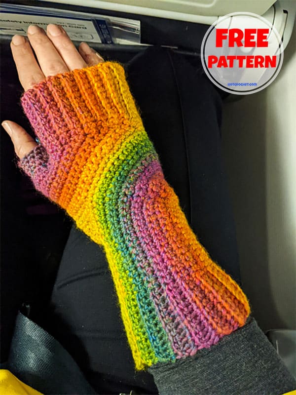 U-turn fingerless mittens free crochet pattern (2)