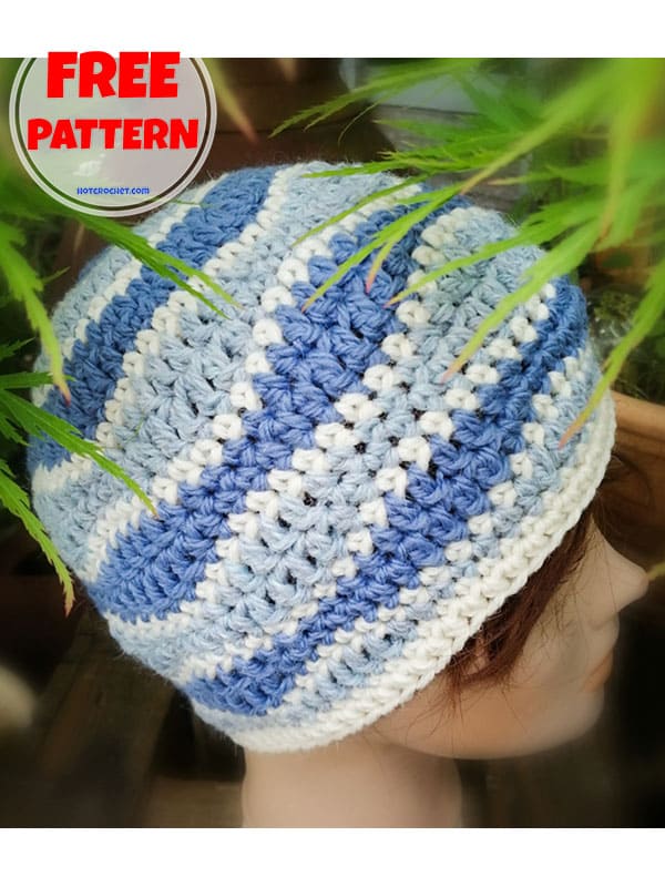 colorful wavy crochet beanie hat pattern