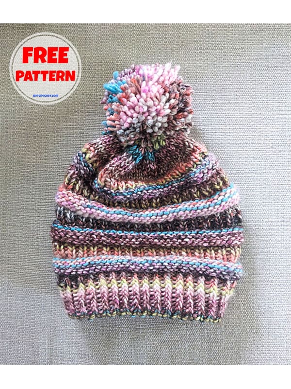 free knit slouchy beanie pattern (2)