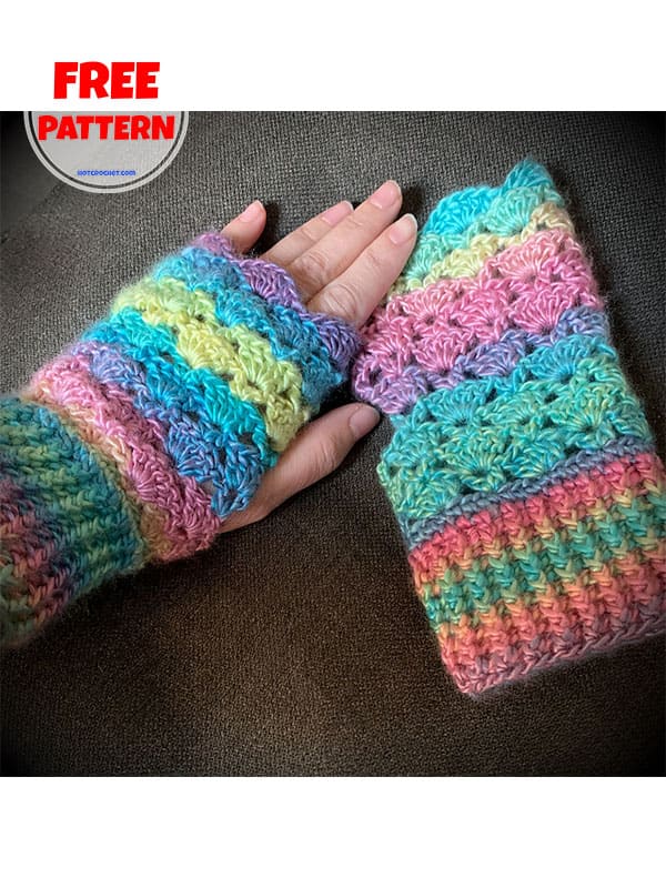 ribbed lace fingerless gloves crochet pattern