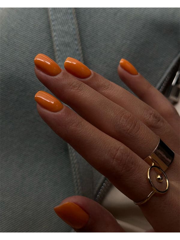 orange cute simple spring nails