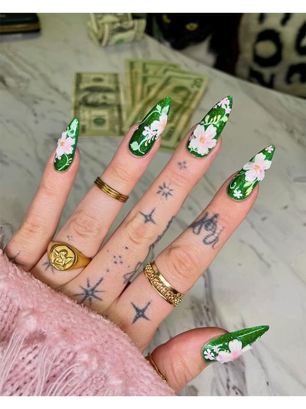 spring flower nail designs