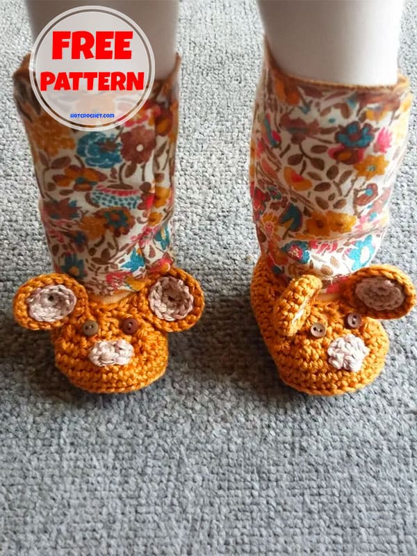 Cute Mouse Baby Booties Free Crochet Pattern​