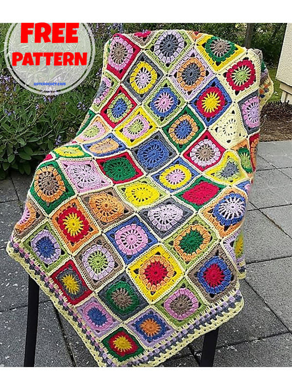 boho granny square crochet blanket pattern