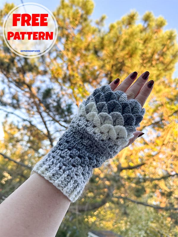 dragon fingerless glove crochet pattern