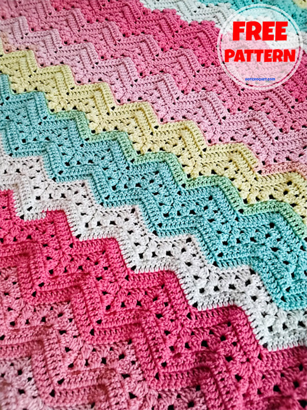 easy colorwork crochet chevron baby blanket